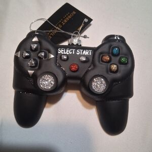 Robert Stanley Christmas Tree Ornament Black Glitter Game /Gaming Controller New